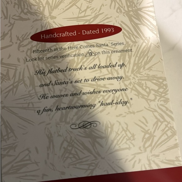 1993 Happy Haul-idays Hallmark Ornament Series Here Comes Santa #15 - Picture 8 of 8